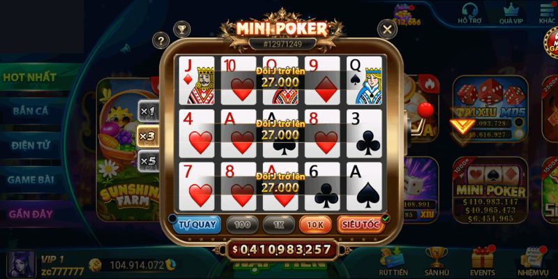 Tham Gia Mini Poker - Nổ Hũ Cực Đã, Nhận Thưởng Cực Căng 